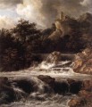 Cascada con castillo construido sobre la roca paisaje Jacob Isaakszoon van Ruisdael